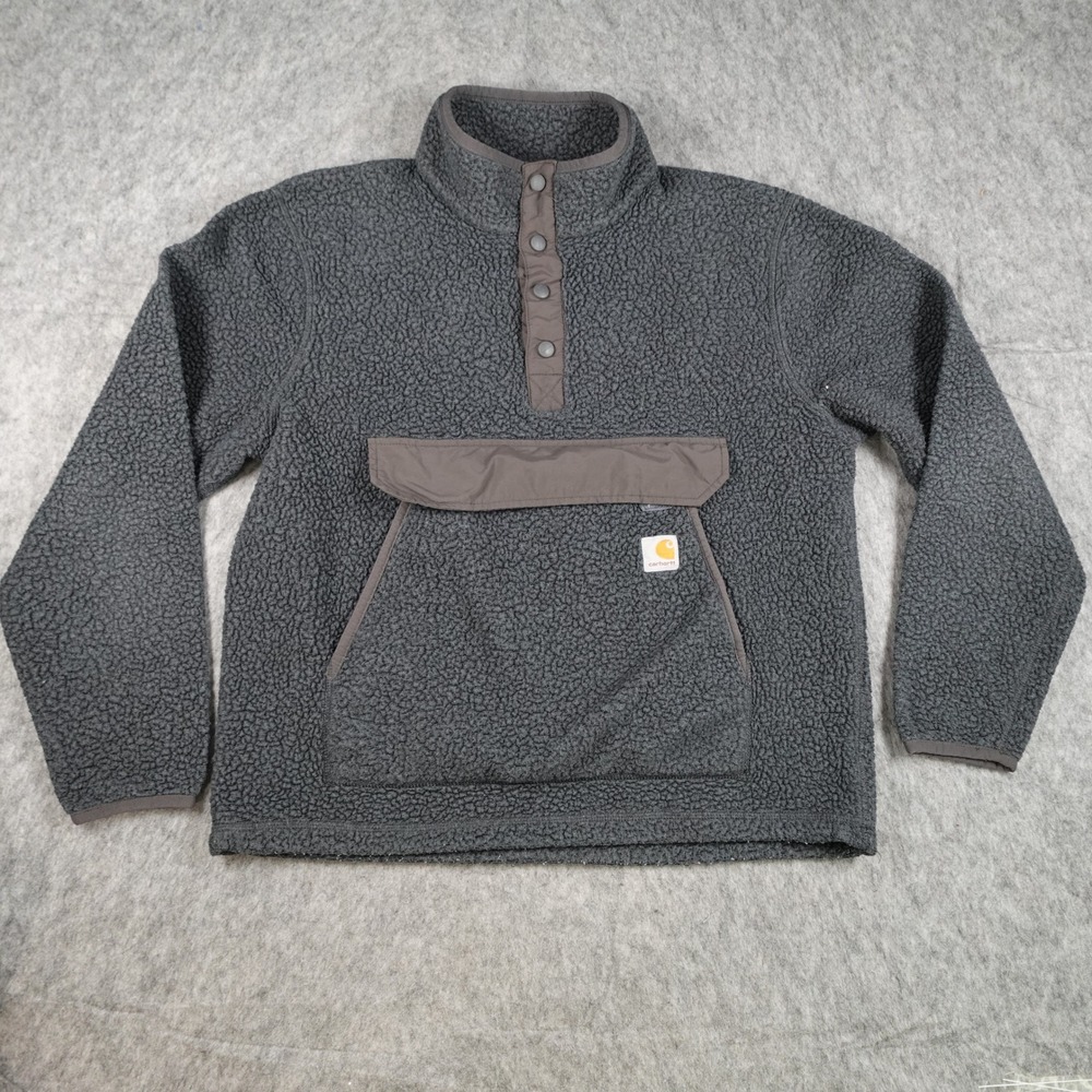 Carhartt Pullover Mens Medium Gray Relaxed Fit Sherpa Fleece Jumper